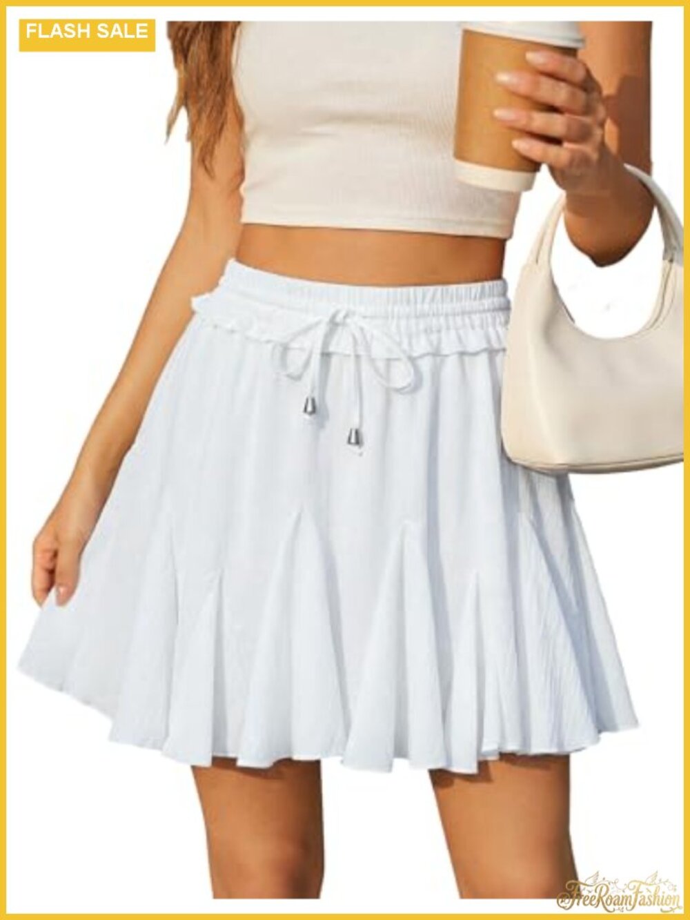 Women's High Waist Pleated Mini Skort with Built-In Shorts